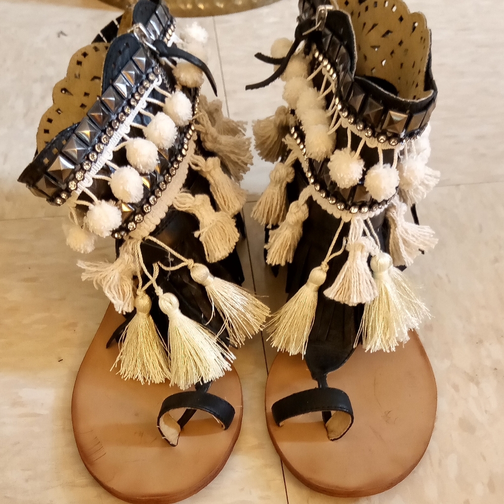 Boho tassel sandals